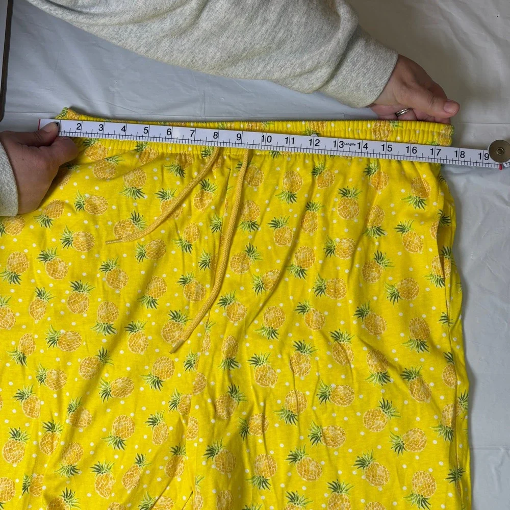 Cozee Corner Yellow Pineapple Polka Dot Cotton Lounge Pajama Shorts Womens‎ Med